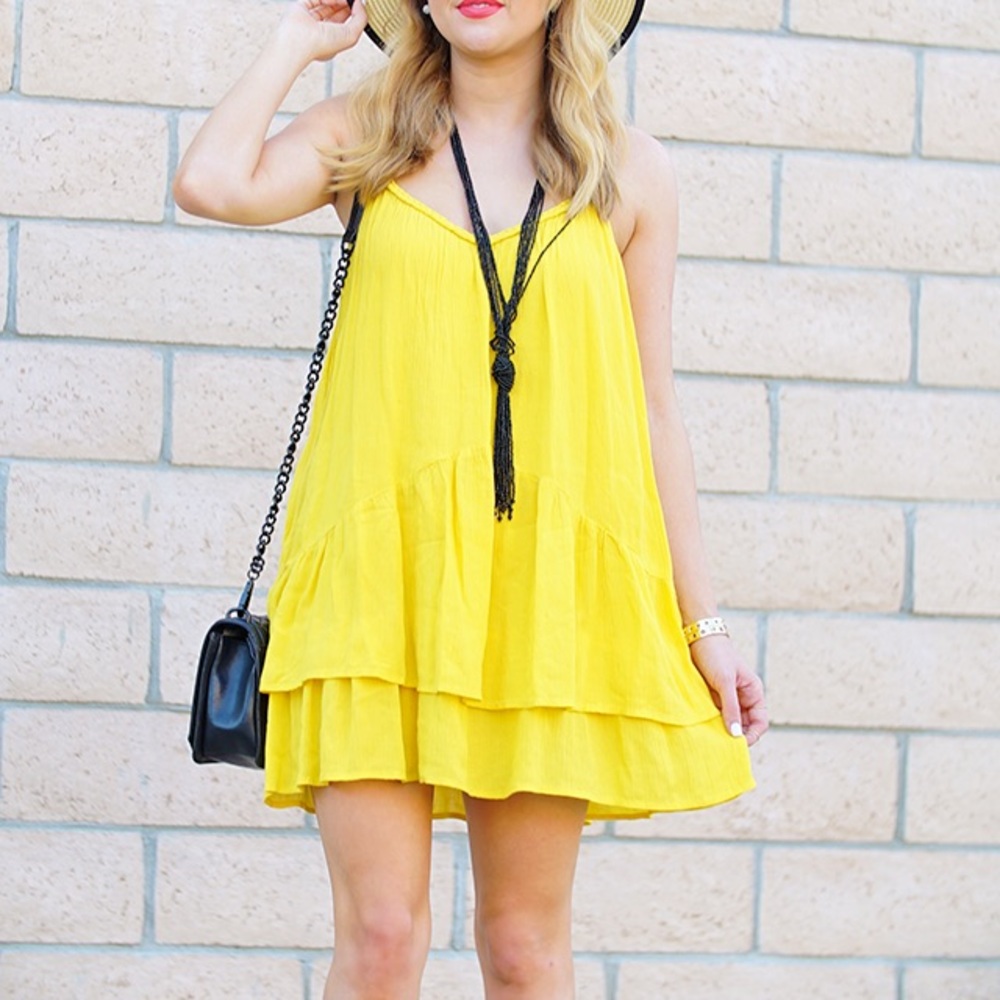 Zara double layer yellow dress